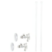Westbrass 5/8" x 3/8" OD x 20" Bullnose Faucet Supply Kit with Cross Handle Angle Valve, Powder Coat Whte