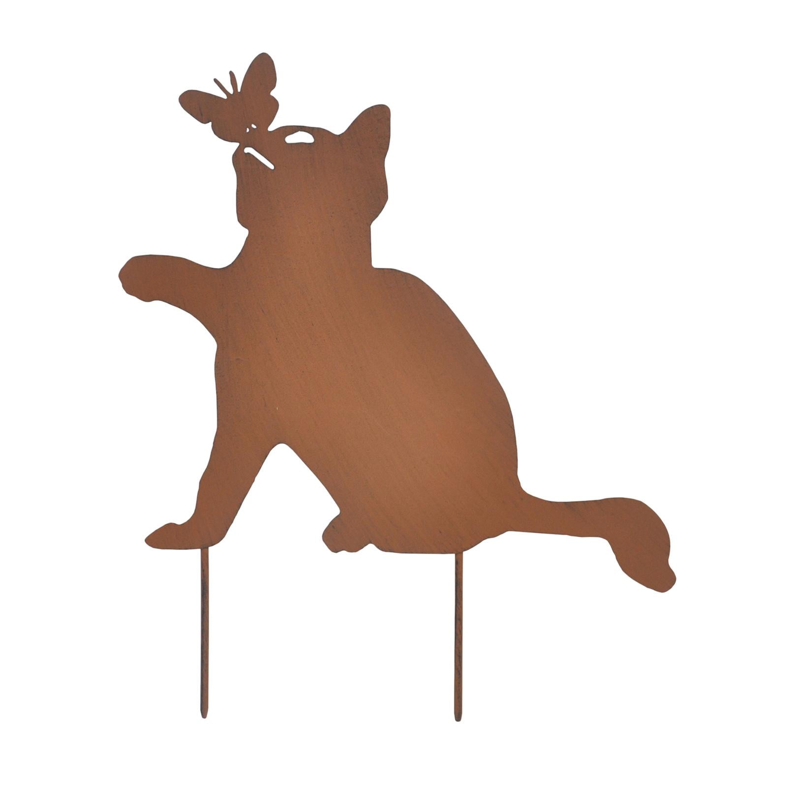 Metal Cat Garden Stakes.Black Cat Silhouette Stake Metal Floral Cutouts