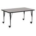 thumbnail image 1 of Mobile 24''W x 60''L Rectangular Grey HP Laminate Activity Table - Height Adjustable Short Legs, 1 of 3