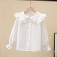 thumbnail image 7 of ITSAME T-Shirt for Girls, Lightweight Ruffled Long Sleeve School Uniform Casual Stylish Button Down Shirts White 13T, 7 of 7