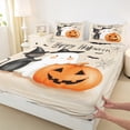 thumbnail image 3 of Manfei Teens Happy Halloween Bed Sheets, Magic Black Cat King Sheets, Cartoon Ghost Pumpkin Sheet Set, Super Cozy Room Decor, 4 Pieces, 3 of 7