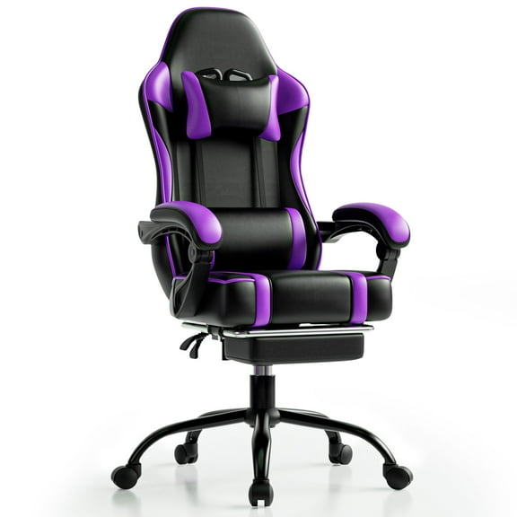 BSTYJQXH Gaming Chair with Reclining, Lumbar Support, Footrest, Adjustable, Comfortable