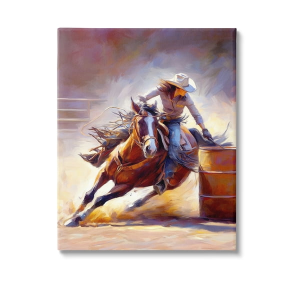 Stupell Industries Equestrian Jockey Girl Animals & Insects Painting Gallery Wrapped Canvas Art Print Wall Art, 16 x 20