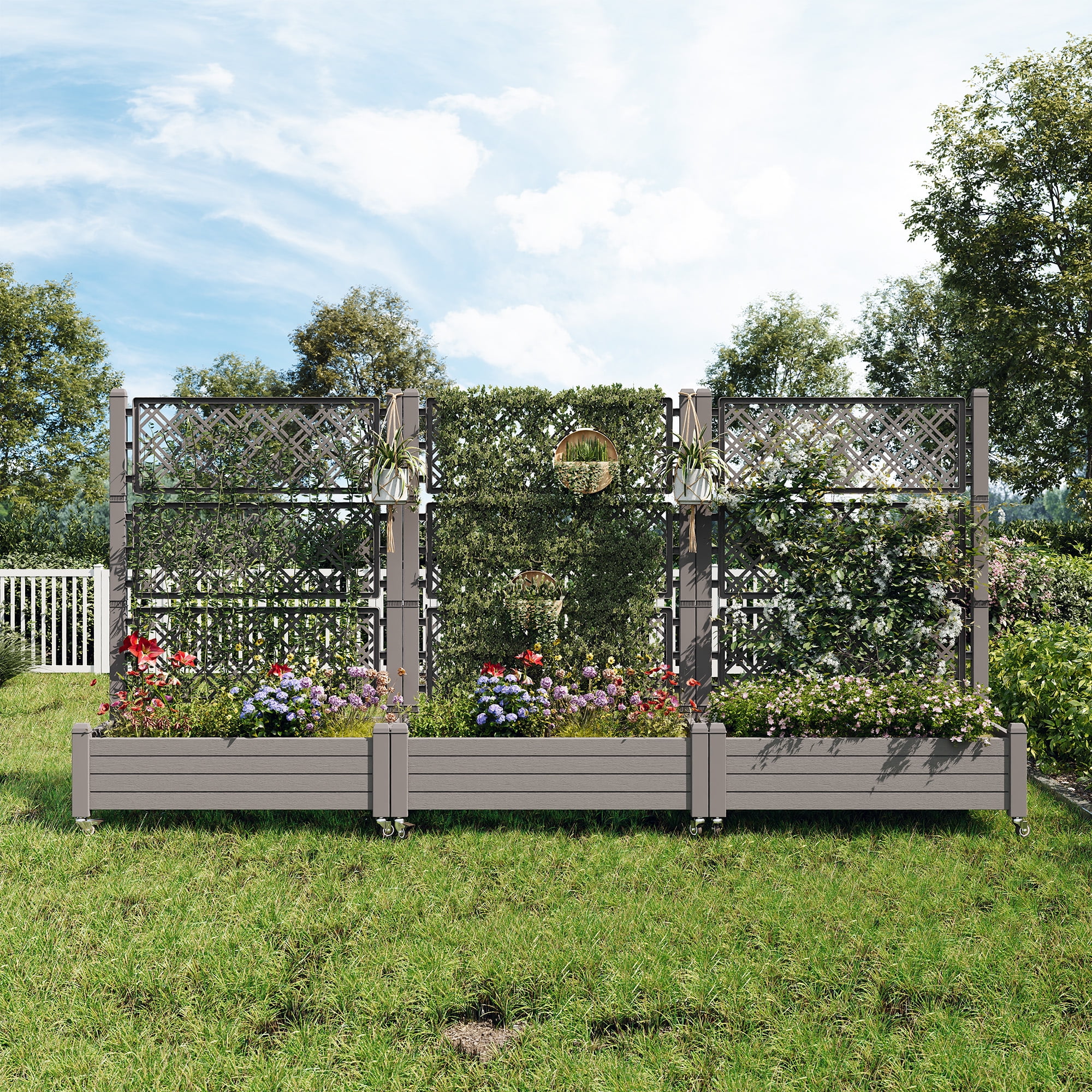Bifanuo Durable Resin Raised Garden Bed for Flowers, Vegetables, and Herbs - Perfect for Backyard, Patio, and Balcony(Grey)