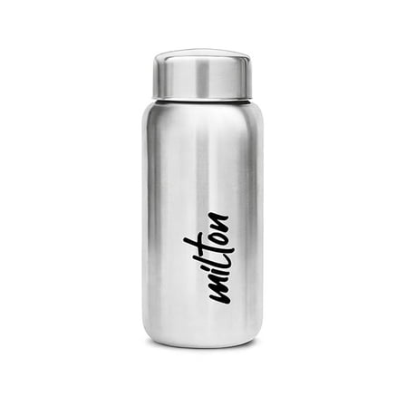 MILTON Aqua 500 Stainless Steel Water Bottle, 485 ml, Silver | Leak Proof | Office Bottle