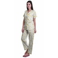 thumbnail image 2 of Moomaya Notch Collar Button Down Printed Cotton Pajama Set For Women Nightwear, 2 of 6