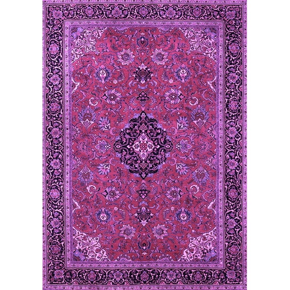 Ahgly Company Indoor Rectangle Medallion Purple Traditional Area Rugs, 4' x 6'