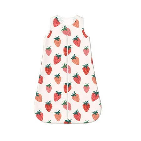 

Haiem Hand Drawn Strawberry Printed Baby Sleep Sack 0-6 Months Muslin Baby Sleeping Bag Zipper Toddler Wearable Blankets Comfy Stretchy Thin Sleep Sacks-Small