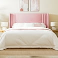 thumbnail image 2 of Allewie Full Size Velvet Platform Bed Frame with Vertical Tufted Wingback Headboard, Easy Assembly, Under Bed Storage, No Box Spring Required, Modern Style, Pink, 2 of 11