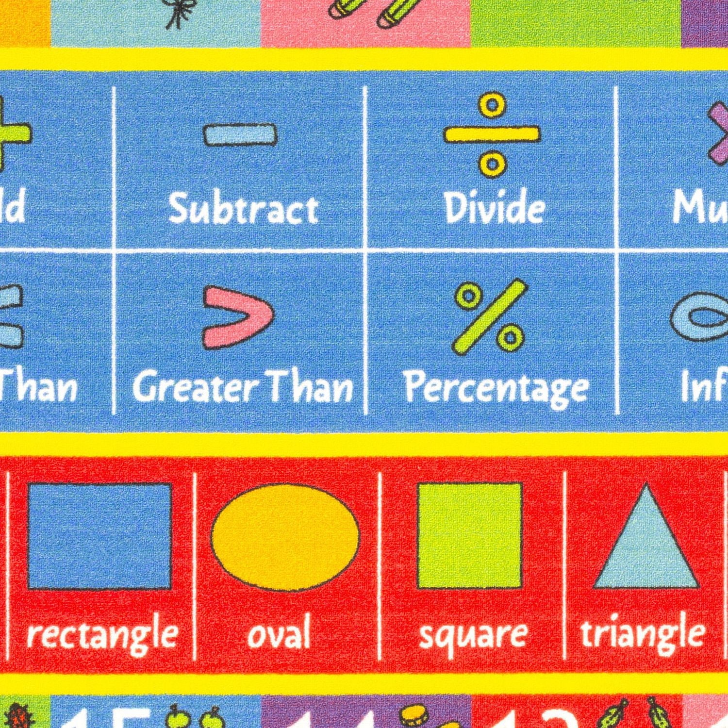 KC Cubs Playtime Collection Math Symbols, Numbers and Shapes Educational Learning & Game Area Rug Carpet for Kids and Children Bedrooms and Playroom