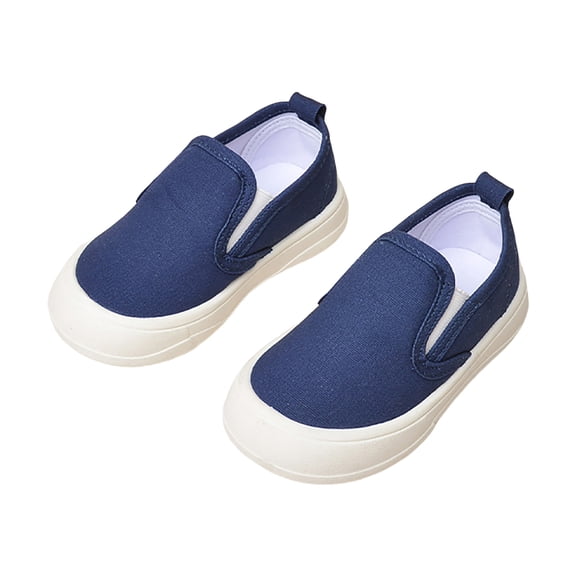 Toddler Boys Girls Loafers Lightweight Soft Sole Canvas Flat Shoes Casual Solid Color Slip on Outdoor Walking Shoes Blue 10 Little Kid