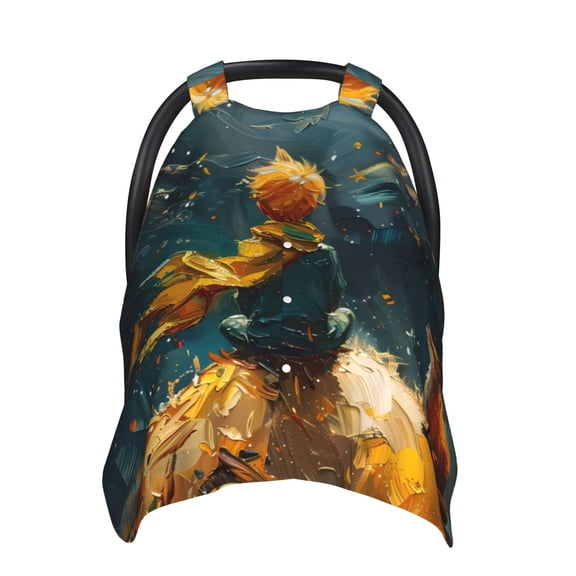 Car Seat Cover Baby - Whimsical Starry Night Scene Breathable Infant Car Seat Cover for Baby Carseat, Lightweight Comfort Baby Essentials Must Haves Newborn Stuff for Girl Boy