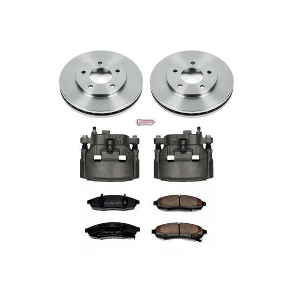 PowerStop Front Stock Replacement Brake Pad and Rotor Kit with Calipers Fits: BUICK CHEVROLET OLDSMOBILE PONTIAC Select Models KCOE1498