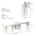 thumbnail image 5 of Hunter - Hartland 4-light Brushed Nickel, Medium Size Vanity Light, Dimmable, Transitional Style, for Bedrooms, Dining, Living Rooms - 13080, 5 of 6