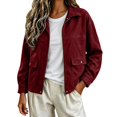 thumbnail image 5 of Enjoytime Lightweight Jacket Women Fall Winter Lapel Collar Zip Up Cropped Coat Casual Trendy Long Sleeve Outerwear, 5 of 7