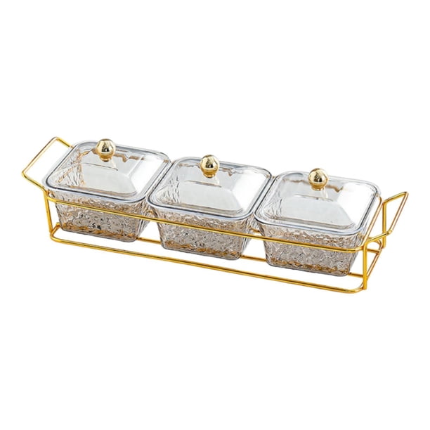 Plato para aperitivos, dulces, aperitivos, plato para servir frutas, frutos secos para bodas, bandeja para frutos secos con tapa para comedor, fiesta, 3 fajas