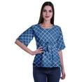 thumbnail image 2 of Moomaya Haut Col Rond Imprimé pour Femme Blouse Manches Coude Tunique Formelle Wear, 2 of 5