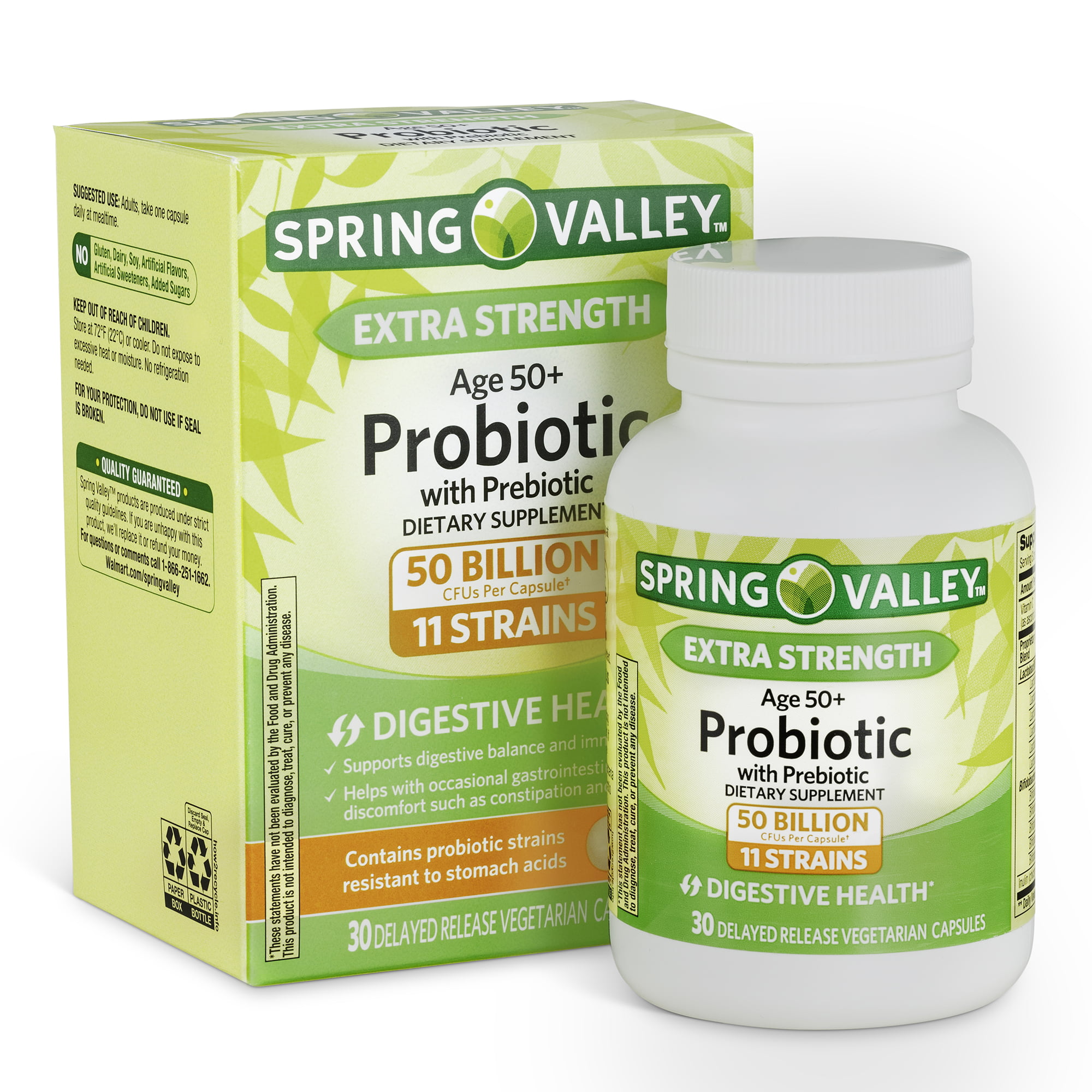 Spring Valley Extra Strength Age 50+ Probiotic with Prebiotic, 30 Count