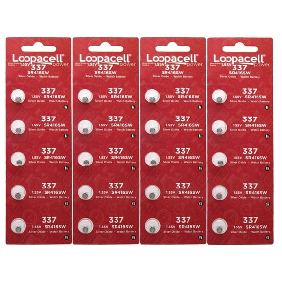 LOOPACELL 337 (SR416SW) 1.55V Silver Oxide Watch Battery (20 Batteries)