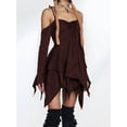 thumbnail image 4 of Osfvolr Women'S Halloween Costumes Off-Shoulder Butterfly Fairy Cosplay Party Handkerchief Flowy Midi Dress Chocolate Color S, 4 of 6