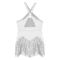 thumbnail image 4 of Zaldita Kids Girls Latin Dance Hip Hop Jazz Performance Costume Sparkly Tassel Leotard Fringed Bodysuit Dancewear Silver 8, 4 of 6
