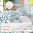 thumbnail image 3 of Blue Teal Grey Coral Coastal Duvet Cover Set, Summer Beach Nautical Ocean Soft Duvet Cover Twin Size Bedding Set 4 Pieces, 1 Quiltcover and 2 Pillowcases with Zipper, 1 Bed Sheet for All Seasons, 3 of 9