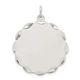 thumbnail image 2 of Sterling Silver Rhodium-plated Engraveable Polished Front & Satin Back Disc Charm, 2 of 3
