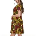 thumbnail image 2 of Picia Sunflower Pattern Women's Short Sleeve Summer Dress Pleated Loose Swing Knee Length Short Sleeve Swing Dresses, 2 of 6