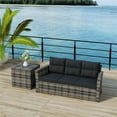 thumbnail image 2 of Maldives Rattan Wicker Sofa and Side Table, 2 of 8