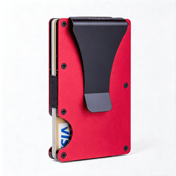 TELOLY Minimalist Slim Wallet for Men,Rfid Blocking Metal Wallet,Aluminum Credit Card Holder&Money Clip 12-15 Cards,Slim Rfid Front Pocket Mens Wallet,Matt Red