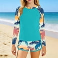 thumbnail image 5 of ZOYOEN Girls Rash Guard Swimsuits 2 Piece- Full Coverage Long Sleeve Modest Print Kids Bathing Suit Multicolor Size 10, 5 of 5