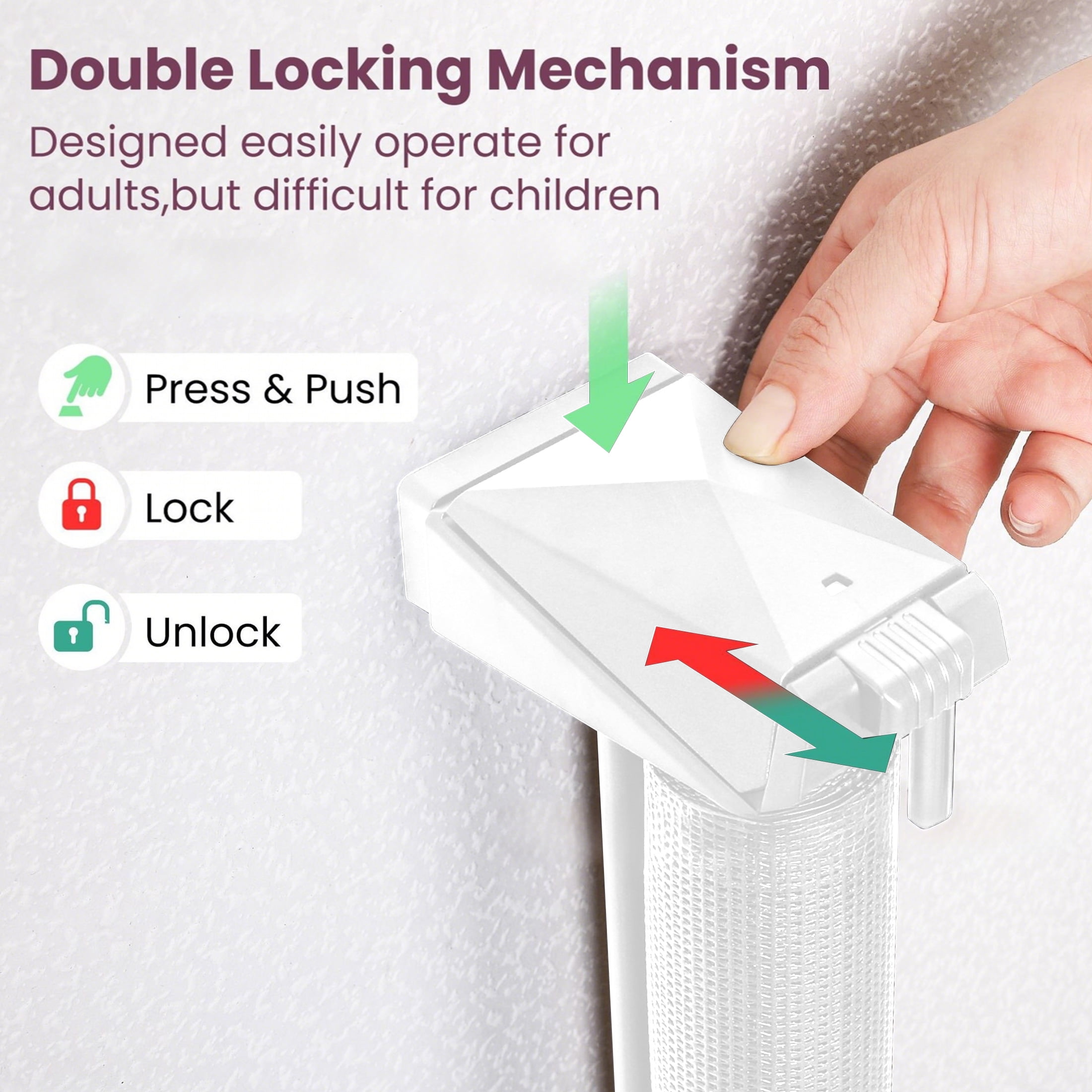 HioHa Hardware-Mounted Baby Gate, 59" Retractable Safety Gate with Auto-Lock Mesh Barrier for Stairs & Doorways, Child Proof,White
