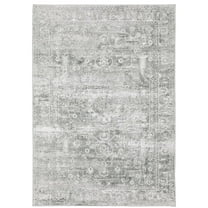 Oriental Weavers Malibu Washable Area Rug - MAL08 - 3'6" x 5'6" - in Sage Green/ Gray - Vintage Inspired, Non-Slip, Stain Resitant, Ultra Low Pile, Entrway, Bedroom Rug