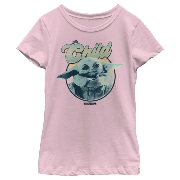 Girl's Star Wars: The Mandalorian Grogu The Child Retro Circle  Graphic Tee Light Pink Small