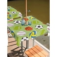 thumbnail image 2 of Square Outdoor Tablecloth with Umbrella Hole Green Balls Outside Table Cloth Waterproof Patio Table Cover Baseball Tennis Basketball Football Zipper Tablecloths for Picnic Party Camping 60x60 Inch, 2 of 8