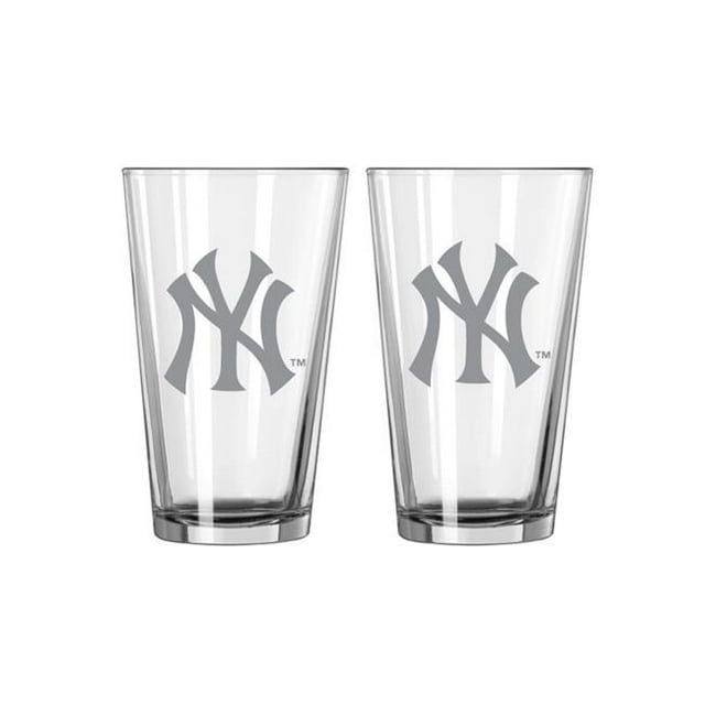 Caseys 629379989 New York Yankees Pint Frost Design Glass Set - 2 Piece