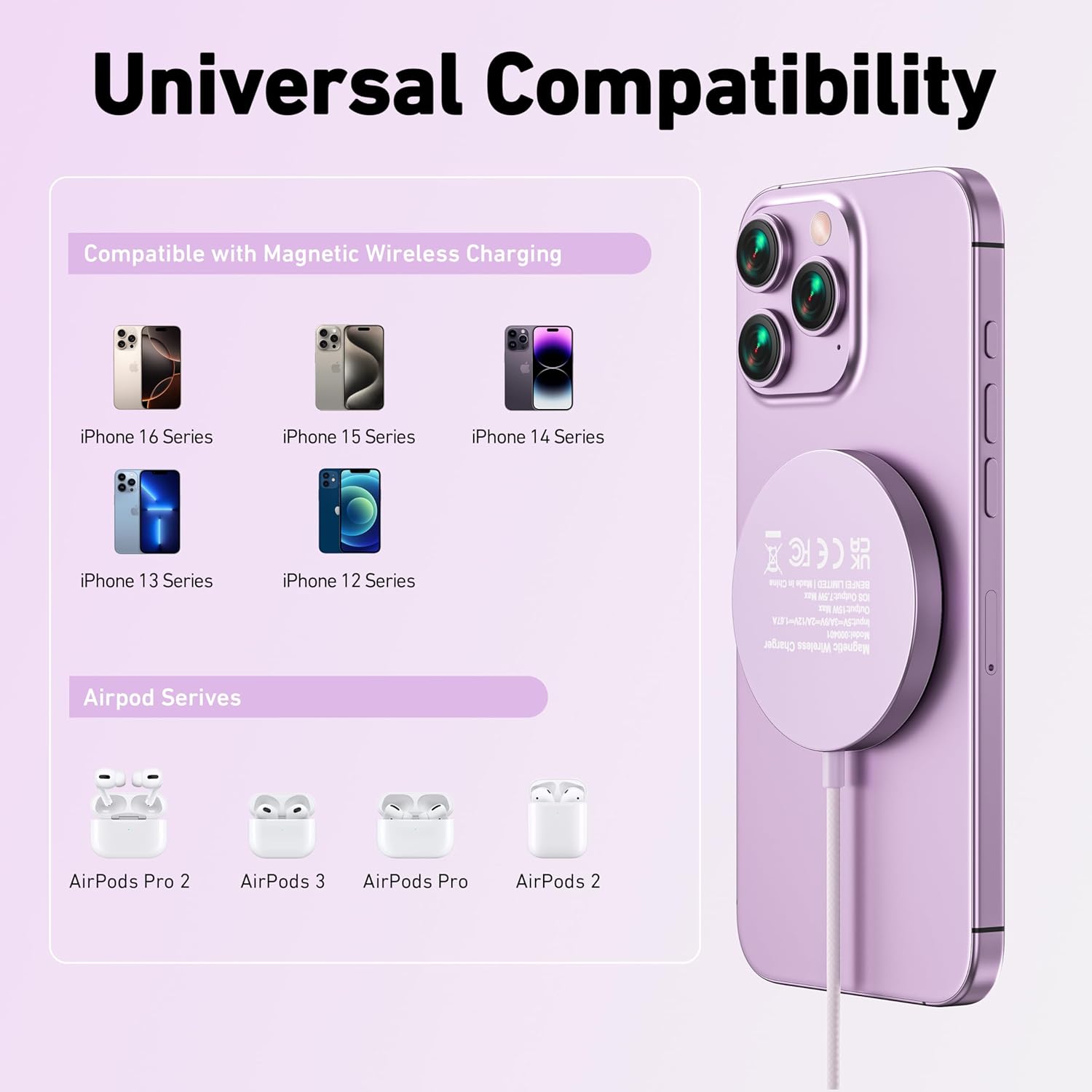 Benfei 15W Magnetic Wireless Charger for iPhone 12-16 photo 7