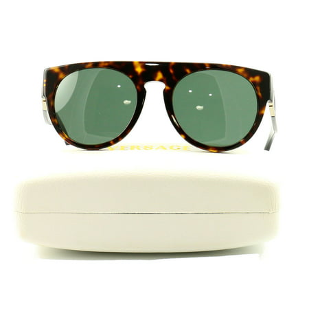Versace Sunglasses VE4333 108 Havana Acetate Round Greca Men Lens Green
