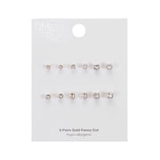 Time and Tru Womens Jewelry Essentials Simulated Diamond Stud Earrings, 6-Pack