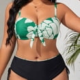 thumbnail image 4 of Tauxra Plus Size Swimsuits for Women Tummy Control 2 Piece Printed Side Tie Swimsuits Split Bathing Suits with Adjustable Straps, Ruched Front Tankini Sets for Curvy Figures, 4 of 8