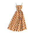 thumbnail image 1 of Dot Dress Vestido largo sin espalda sin mangas de una línea de cintura alta para mujer, amarillo Vogacara AP001541-03B, 1 of 7