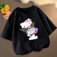 thumbnail image 2 of Sanrios Kawaii Anime Kuromi Hello Kitty, camiseta de manga corta de algodón con dibujos animados para niños, parte inferior de cuello redondo, Top de verano, regalo, 2 of 4