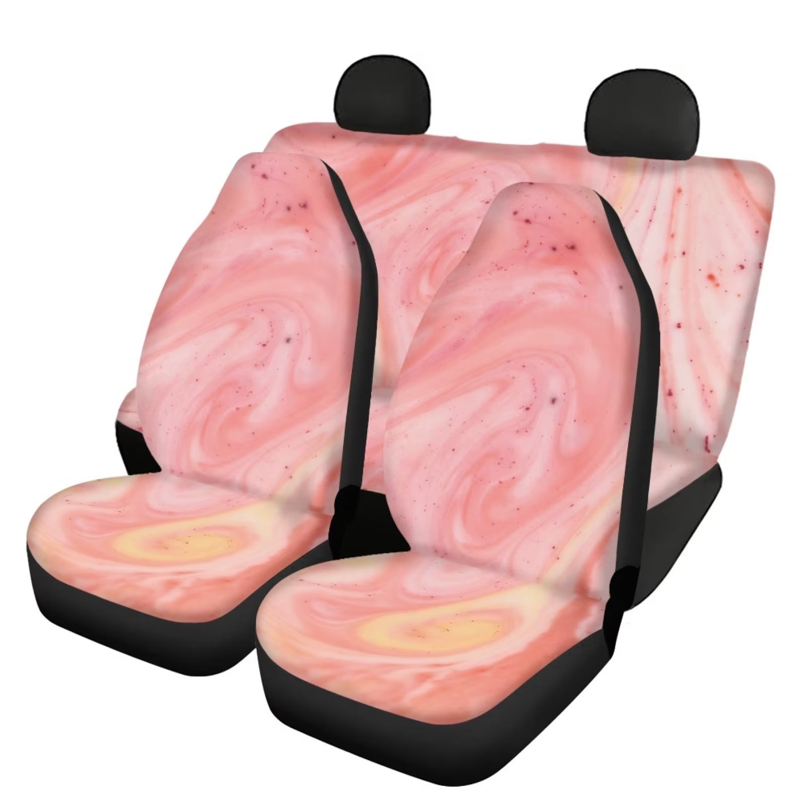 Diaonm Pink Marble Seat Covers Full Set Front and Rear 4Pcs Car Seat Cover for Women Universal