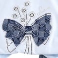 thumbnail image 6 of Girls Cotton 2 Piece Outfits Summer Cute Short Sleeve Rhinestone Bow Printed T-Shirt and Elastic Waist Denim Shorts Set Light Blue 1-2Years, 6 of 9