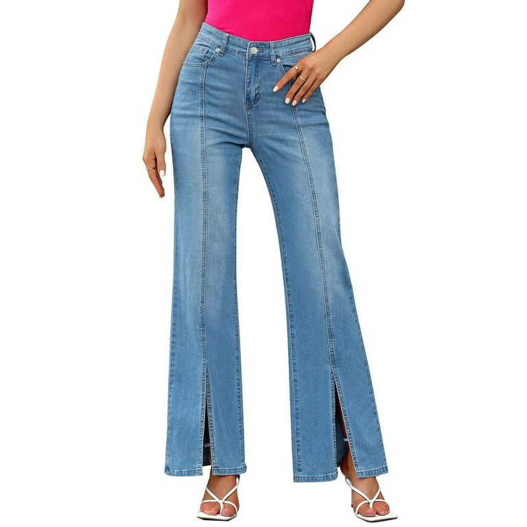 APEXFWDT Jeans for Women High Waist Women's Bell Bottom Jeans Chic