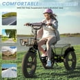 thumbnail image 3 of Lilypelle Peak 1100w Electric Tricycle for Adults, 7 Speed 20" x 4.0 " Fat Tire 3 Wheel Electric Bike, 48V 14.5Ah Removable Battery, Aluminum Motorized MountainTrike W/ Front & Rear Basket  & Cover, 3 of 12