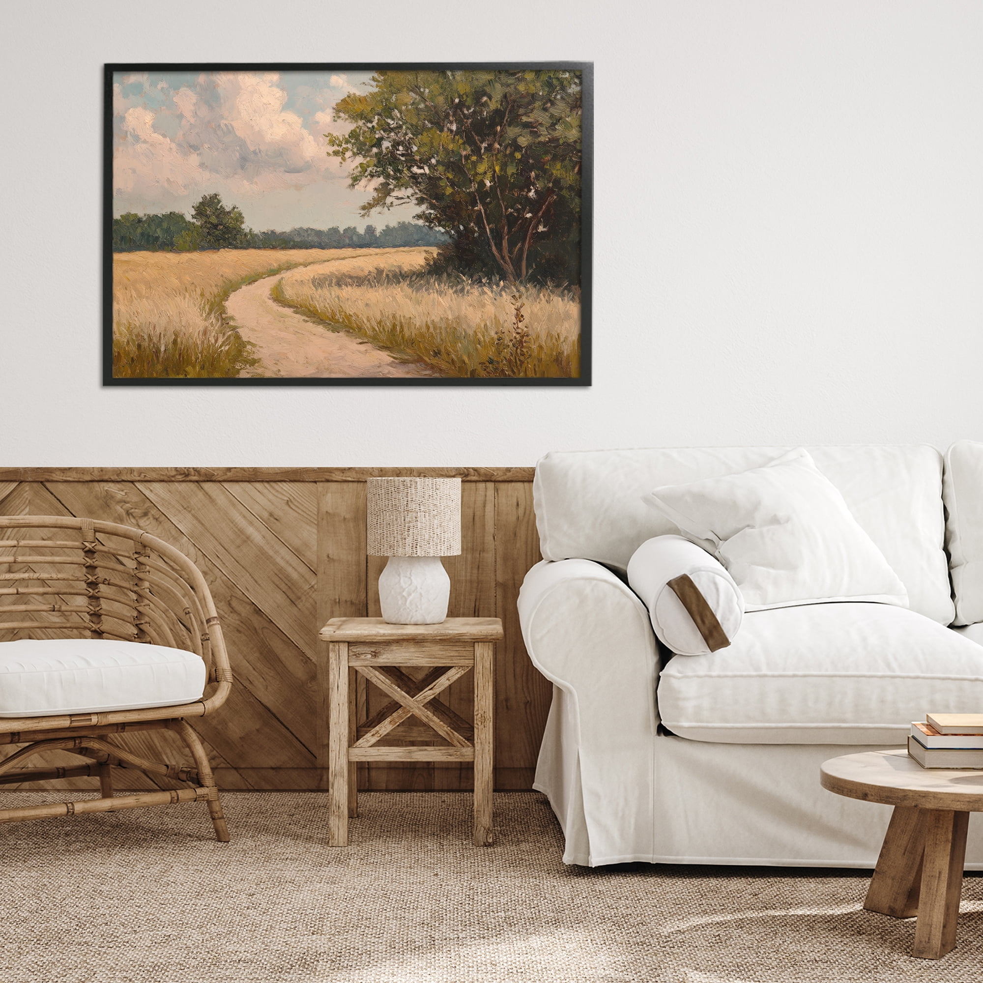 Stupell Industries Peaceful Thinking Path Black Framed Giclee Art, design by Petal Prints Design