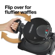Proctor Silex Belgian Waffle Maker with Removable Non-Stick Grids, Roataing Waffle Iron, Black