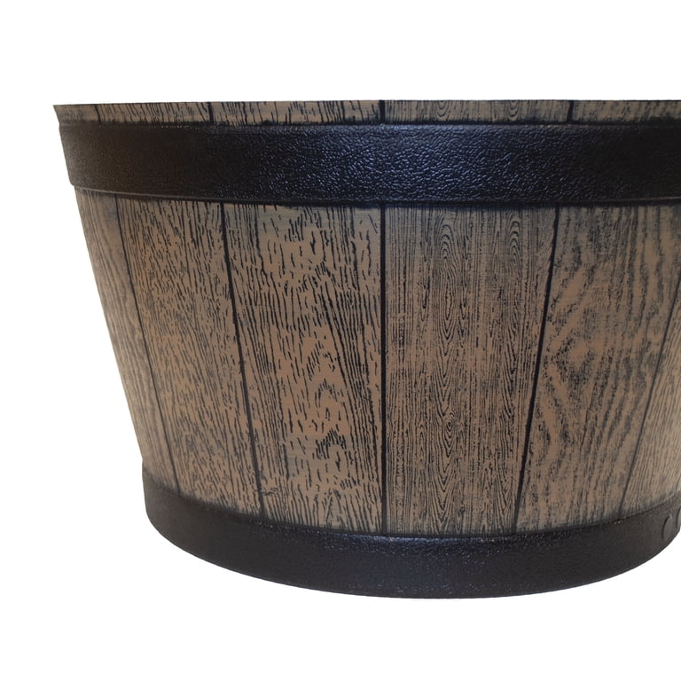 Misco Resin Barrel Planter, 20.5-Inch Brown, 2-Pack photo 6