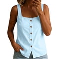 thumbnail image 1 of Fewfanhot Spring Tops for Women 2026 Trendy Ribbed Tank Tops Slim Fit Square Neck Sleeveless Shirts Slit Hem Summer Casual Basic Tanks, 1 of 7